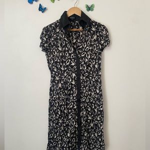 Bebe Floral Pattern Button Up Shirt Dress Silk